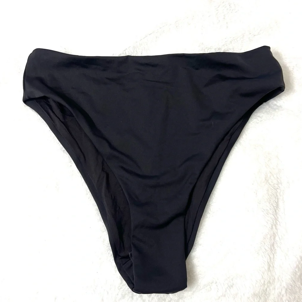 SKIMS Recycled Swim Mid Waist Bottoms in Onyx Black Size M New